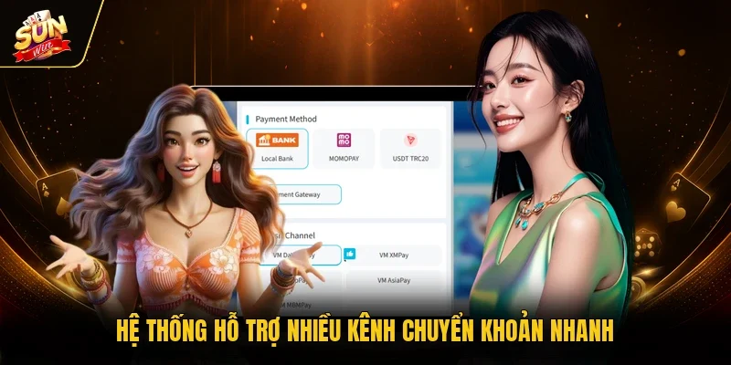 Hệ thống hỗ trợ nhiều kênh chuyển khoản nhanh