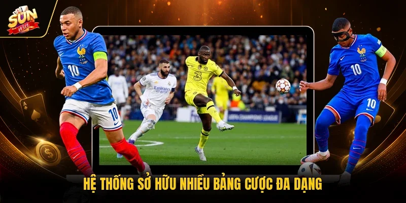 Hệ thống sở hữu nhiều bảng cược đa dạng