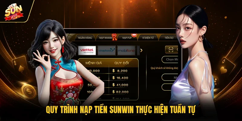 Quy trình nạp tiền Sunwin thực hiện tuần tự